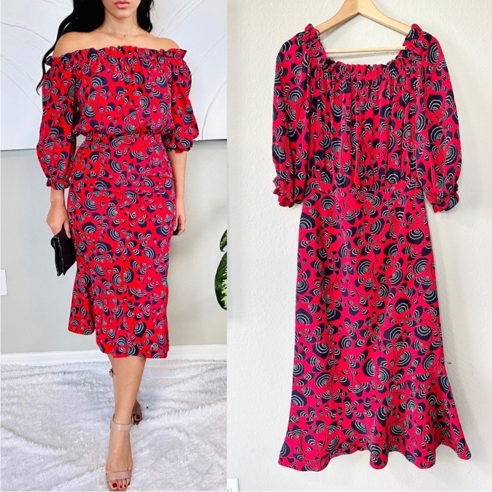 SALONI Grace Silk Off the Shoulder Dress - Picture 3 of 14
